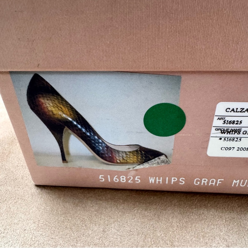 Miu Miu Whips Graffiti Snakeskin Ombre Multicolor Heels Calzature Donna 38.5 Box - Picture 3 of 15